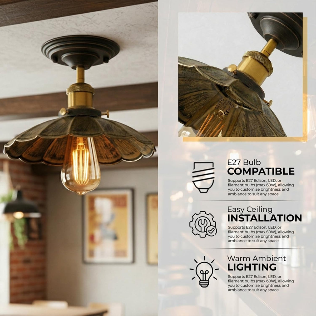 Semi flush mount ceiling light living room
