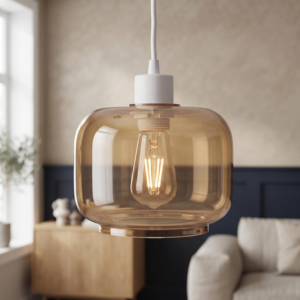 Amber Glass Lamp Shade Pendant Light Replacement~4081
