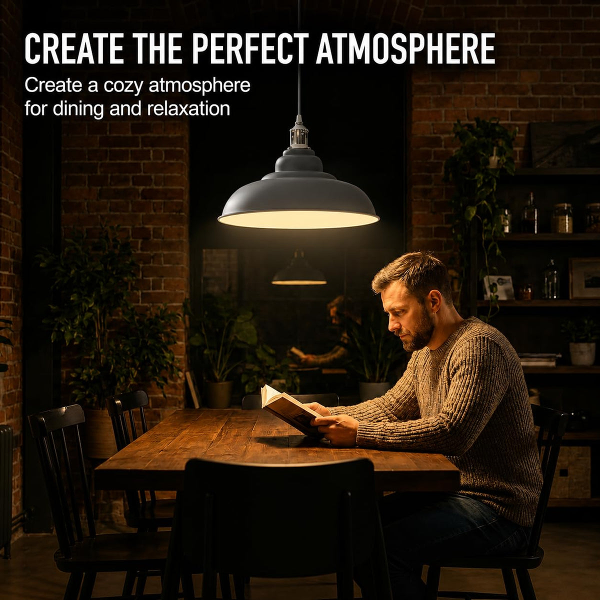 Semi Curvy Pendant Light Retro  E27 32cm Metal Shade~4138