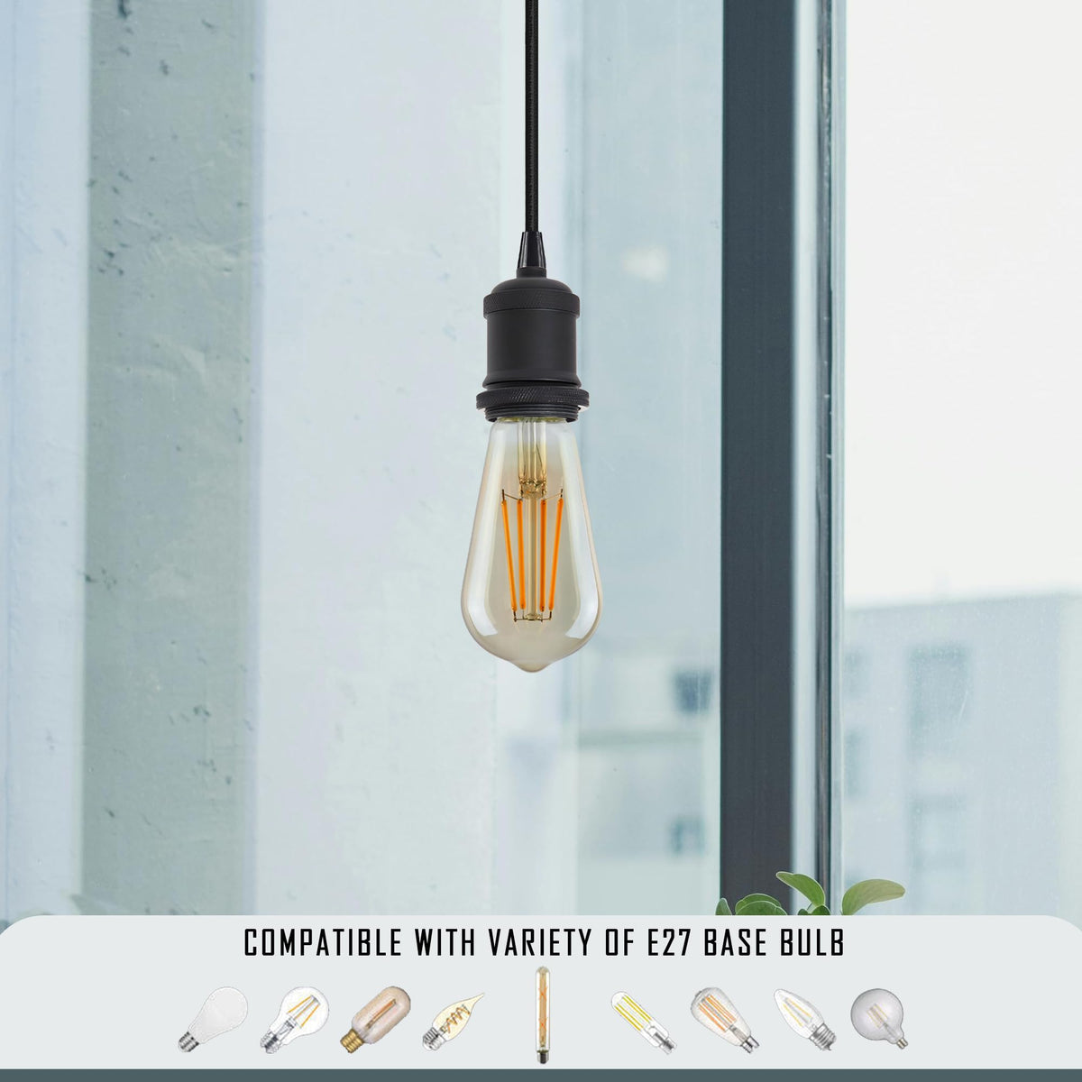 E27 Pendant Light 95cm Adjustable Cable ~ 4045