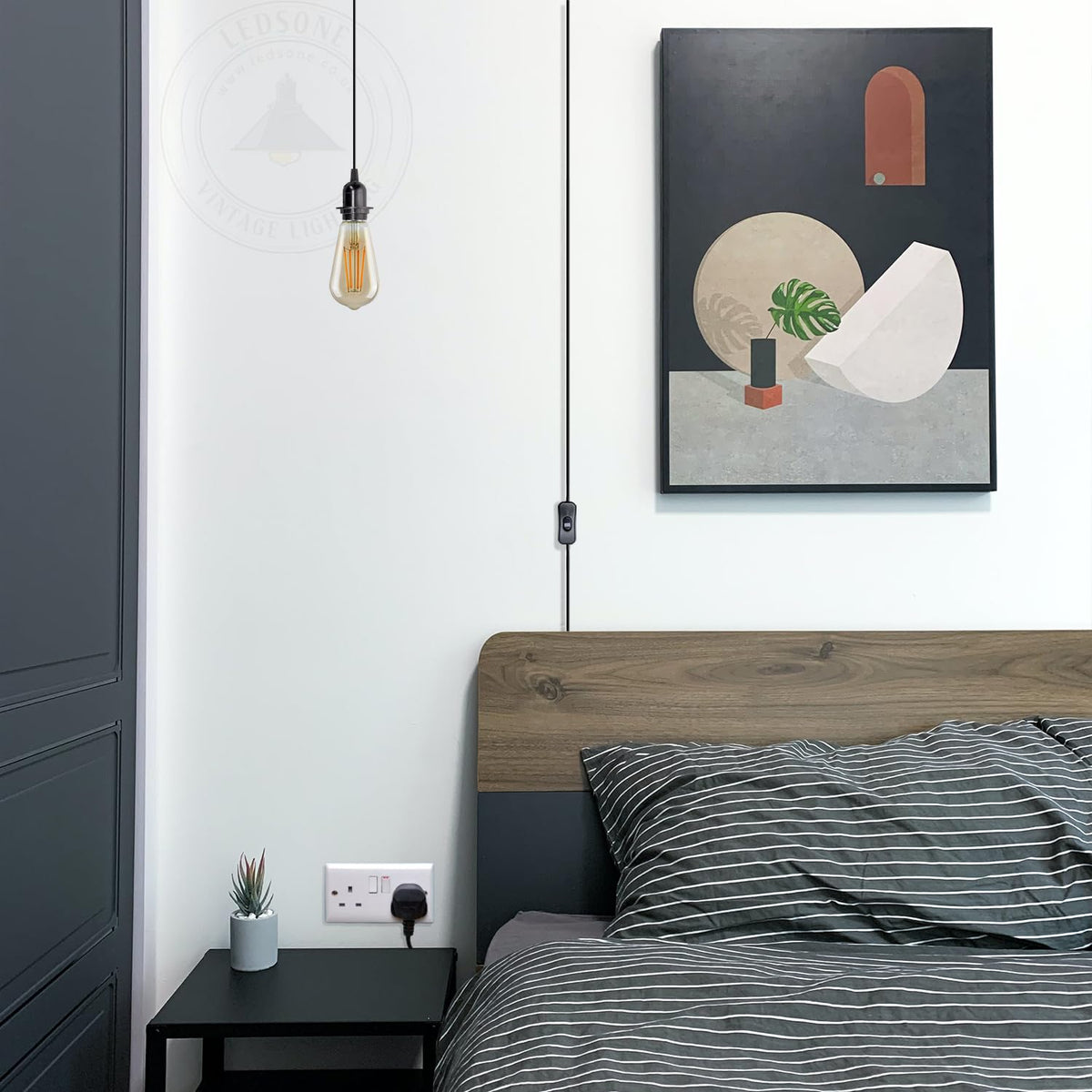 Plug in Pendant Light 2m/4.5m Cable E27 Lamp Holder~4119