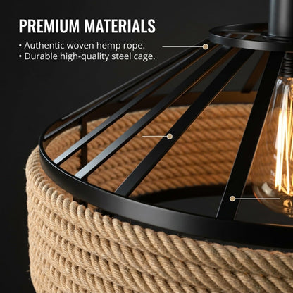 retro jute rope hanging lamp l