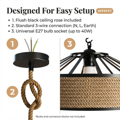rustic jute rope pendant light