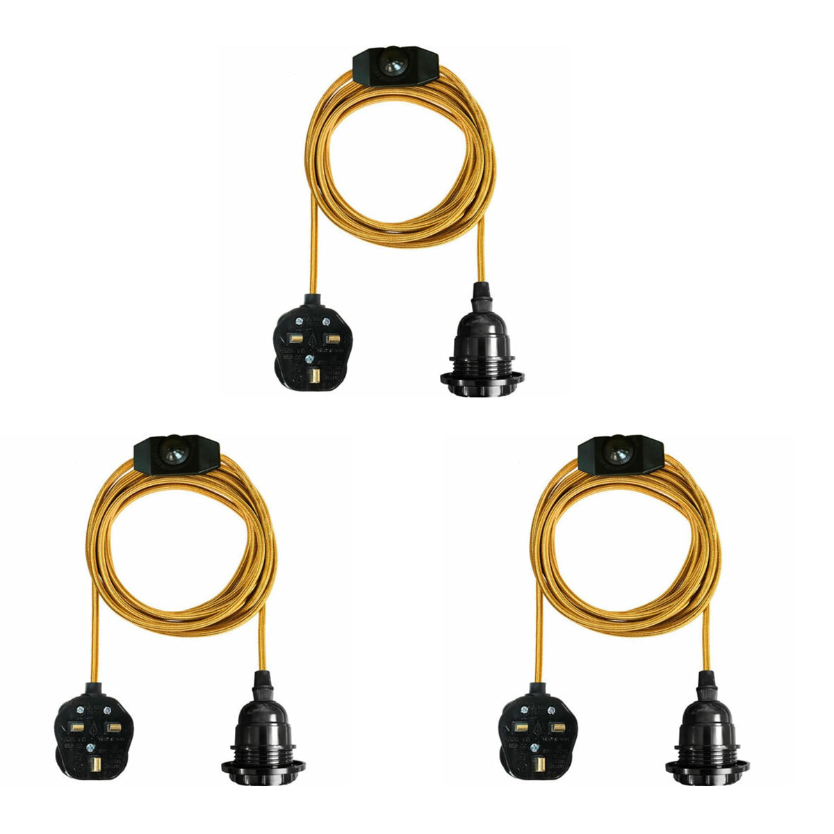 2m Plug in Pendant Light Fabric Cable  E27 Socket~4101