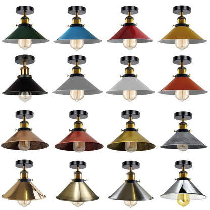 22cm Cone Semi Flush Ceiling Light E27 with Bulb ~4097