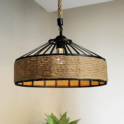 rustic hemp rope hanging light
