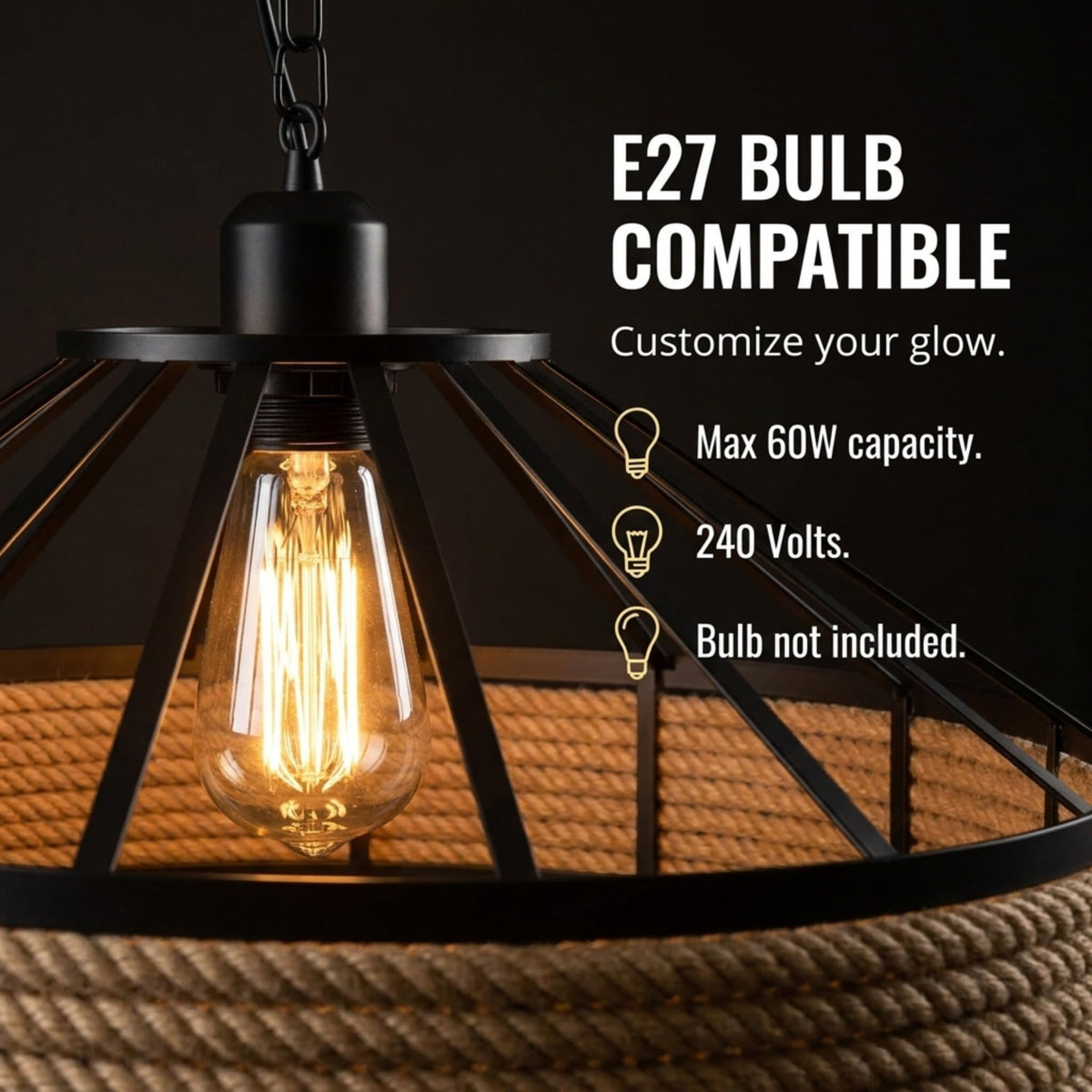 retro jute rope hanging lamp l
