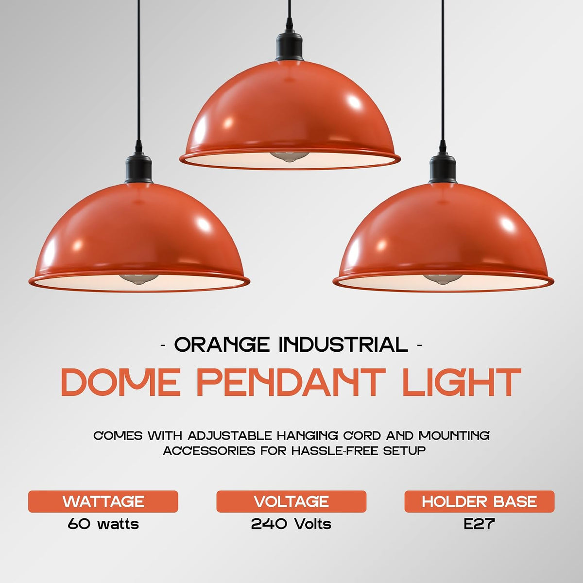 Vintage Large Industrial E27 Pendant Metal Ceiling Light Dome Shade ~3556