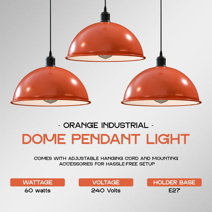 Vintage Large Industrial E27 Pendant Metal Ceiling Light Dome Shade ~3556