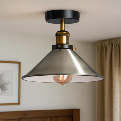 yellow brass cone ceiling ligh