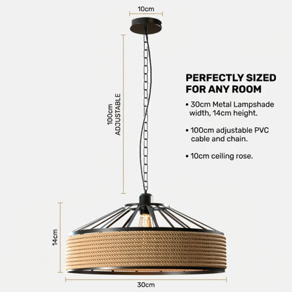 retro jute rope hanging lamp l