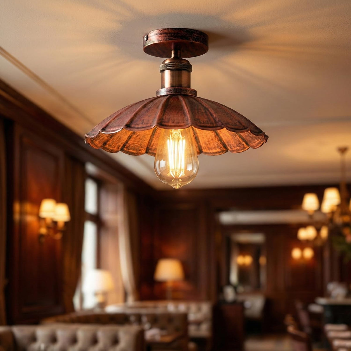 Vintage Retro Semi Flush Mount Metal Ceiling Lamp~4058
