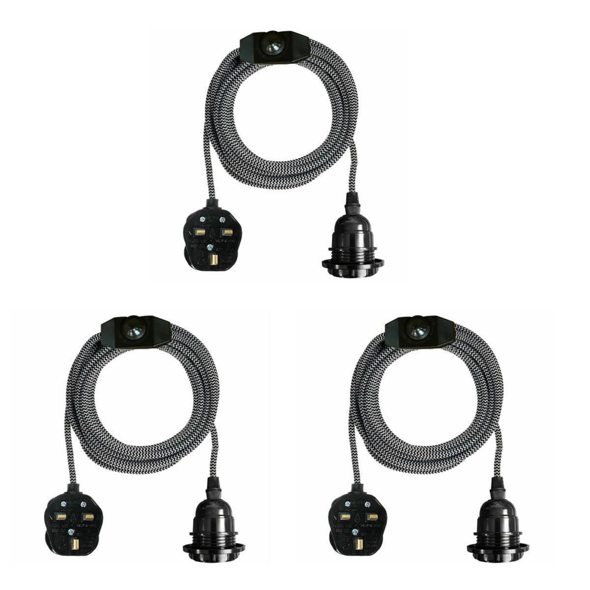 2m Plug in Pendant Light Fabric Cable  E27 Socket~4101