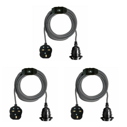 2m Plug in Pendant Light Fabric Cable  E27 Socket~4101