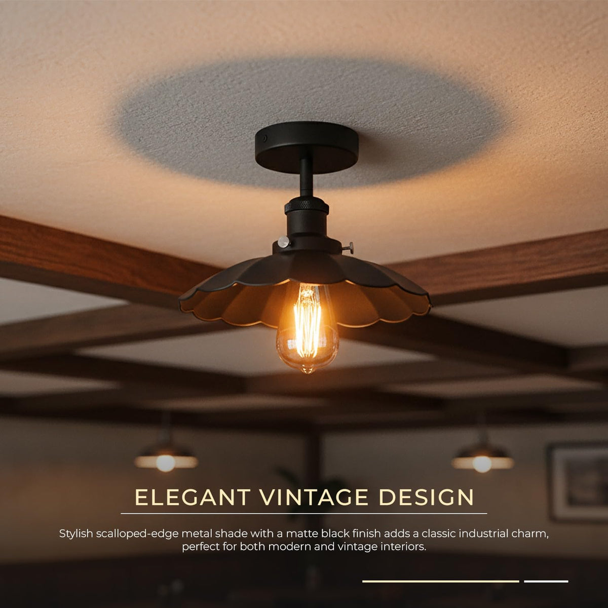 Vintage Semi Flush Mount 22cm shade Ceiling Light~4141
