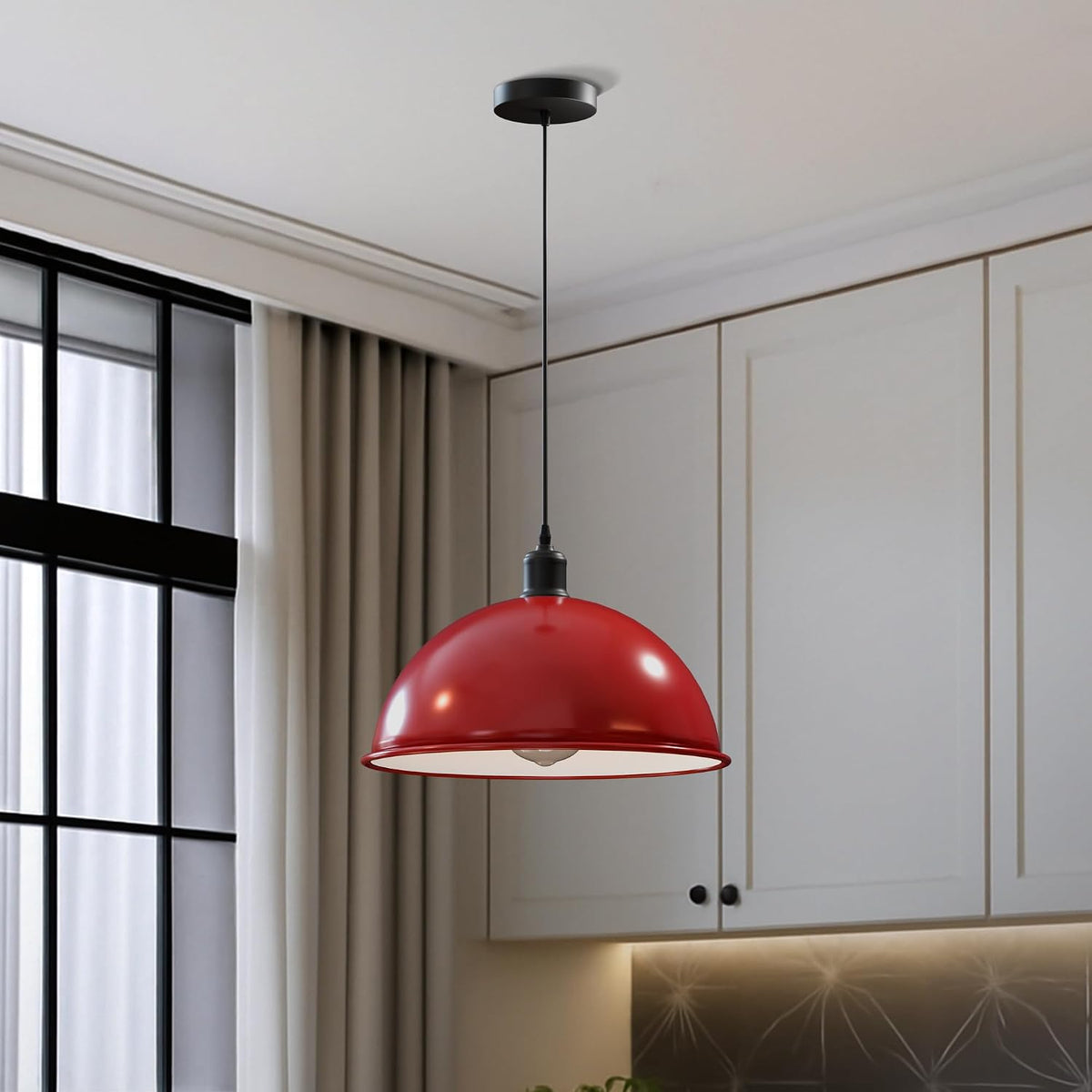 Vintage Large Industrial E27 Pendant Metal Ceiling Light Dome Shade ~3556