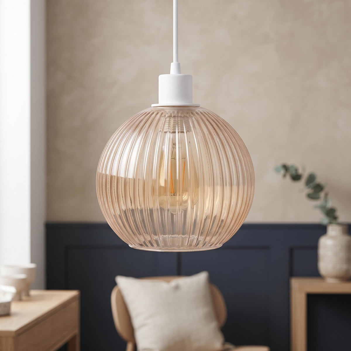 Amber Glass Lamp Shade Pendant Light Replacement~4081