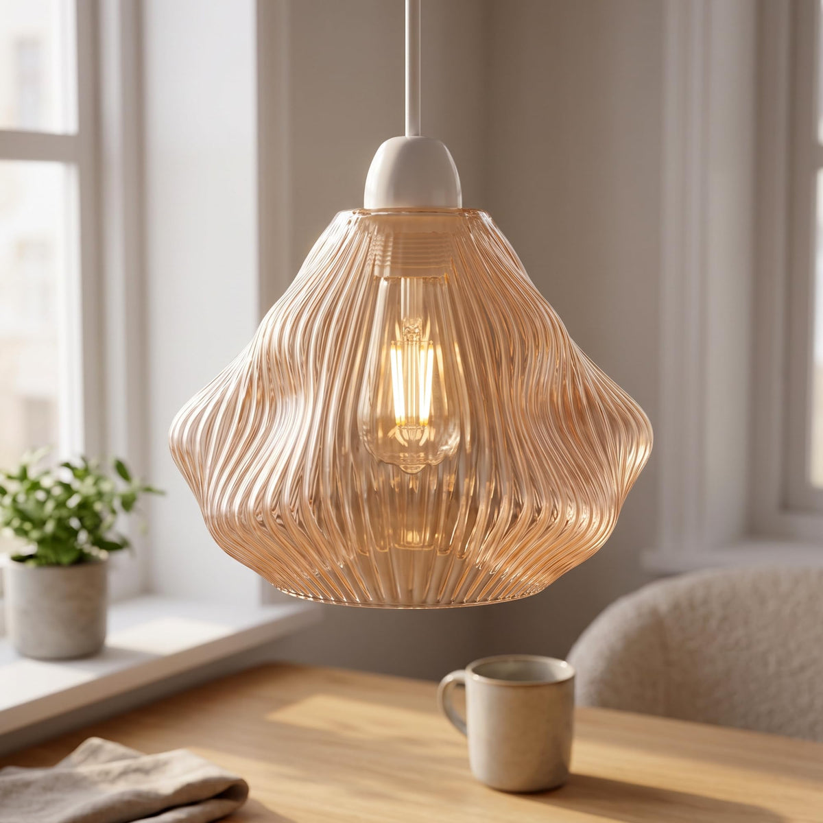 Amber Glass Lamp Shade Pendant Light Replacement~4081