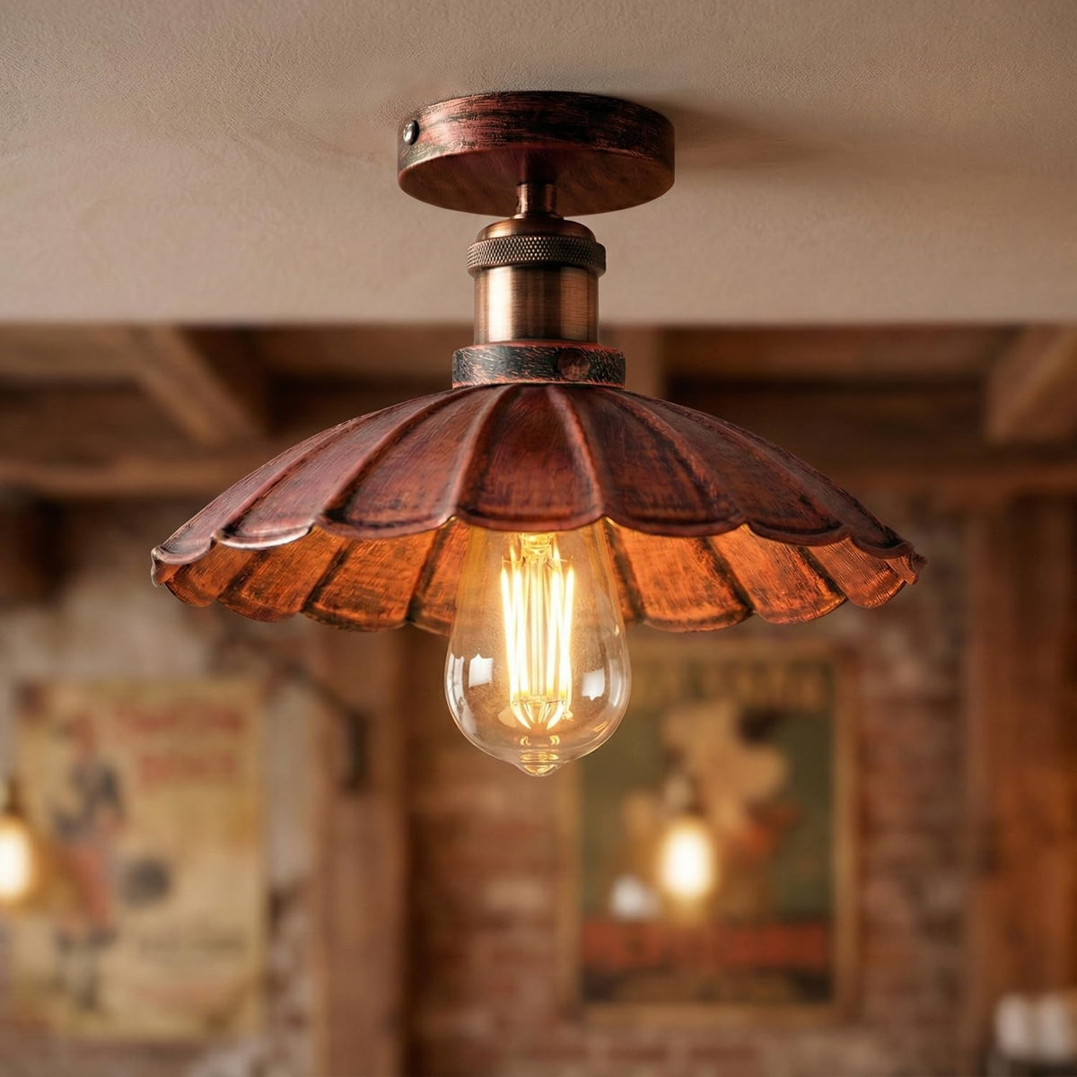 Vintage semi flush light E27 ceiling light
