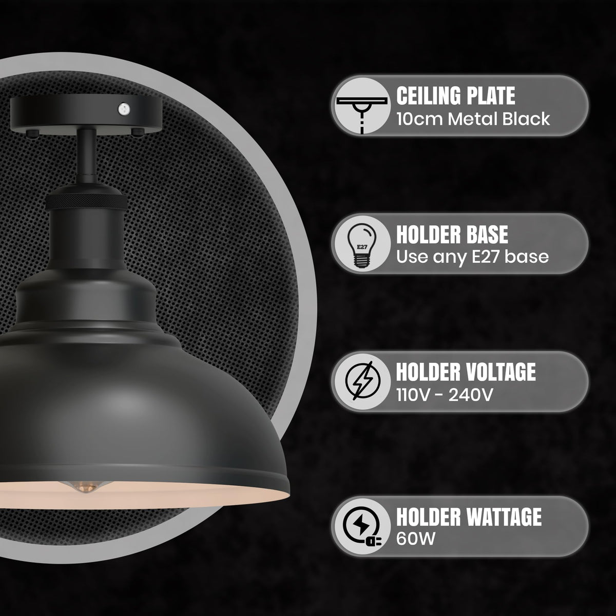 Industrial Modern Semi Flush Mount Ceiling Light~4064