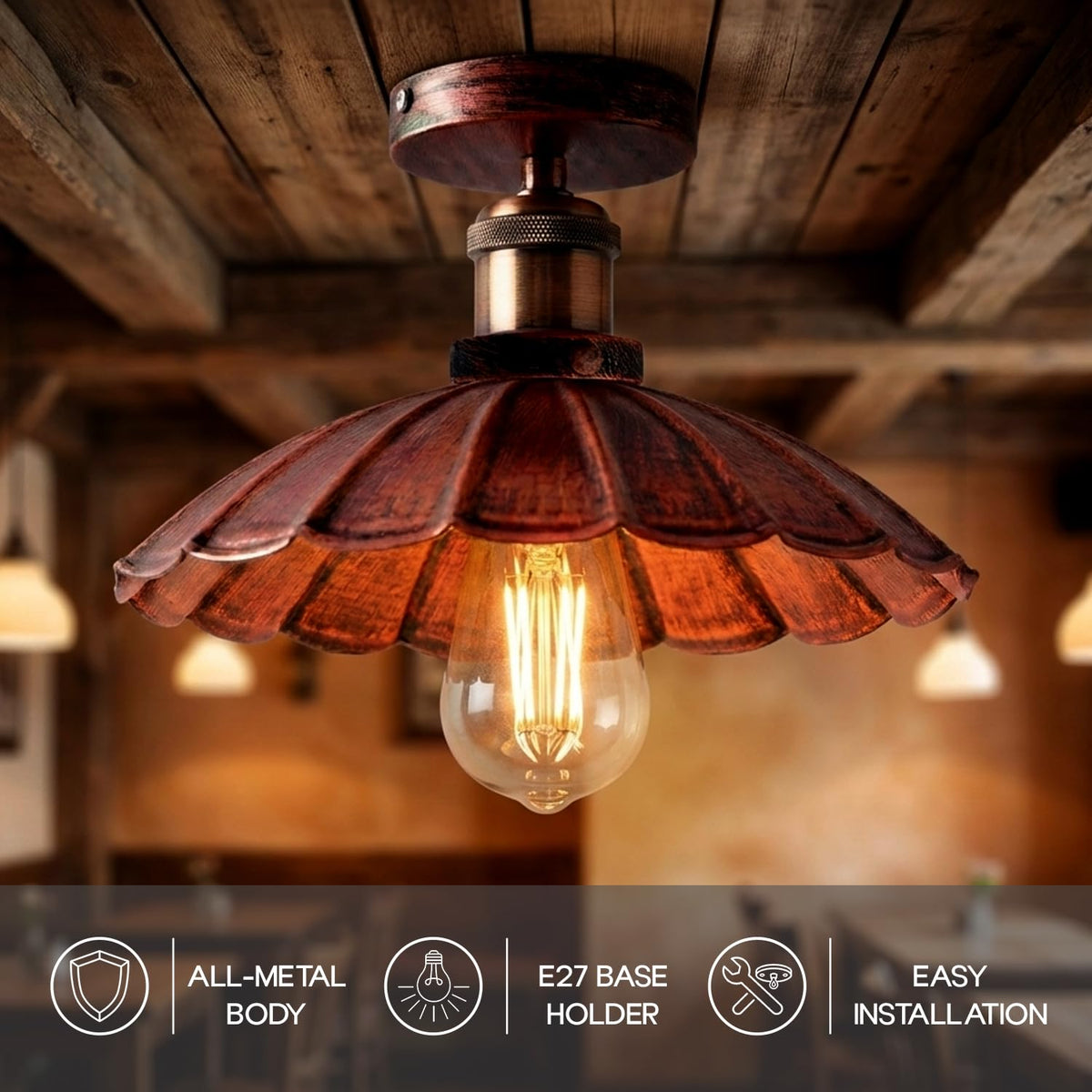 Vintage semi flush light E27 ceiling light