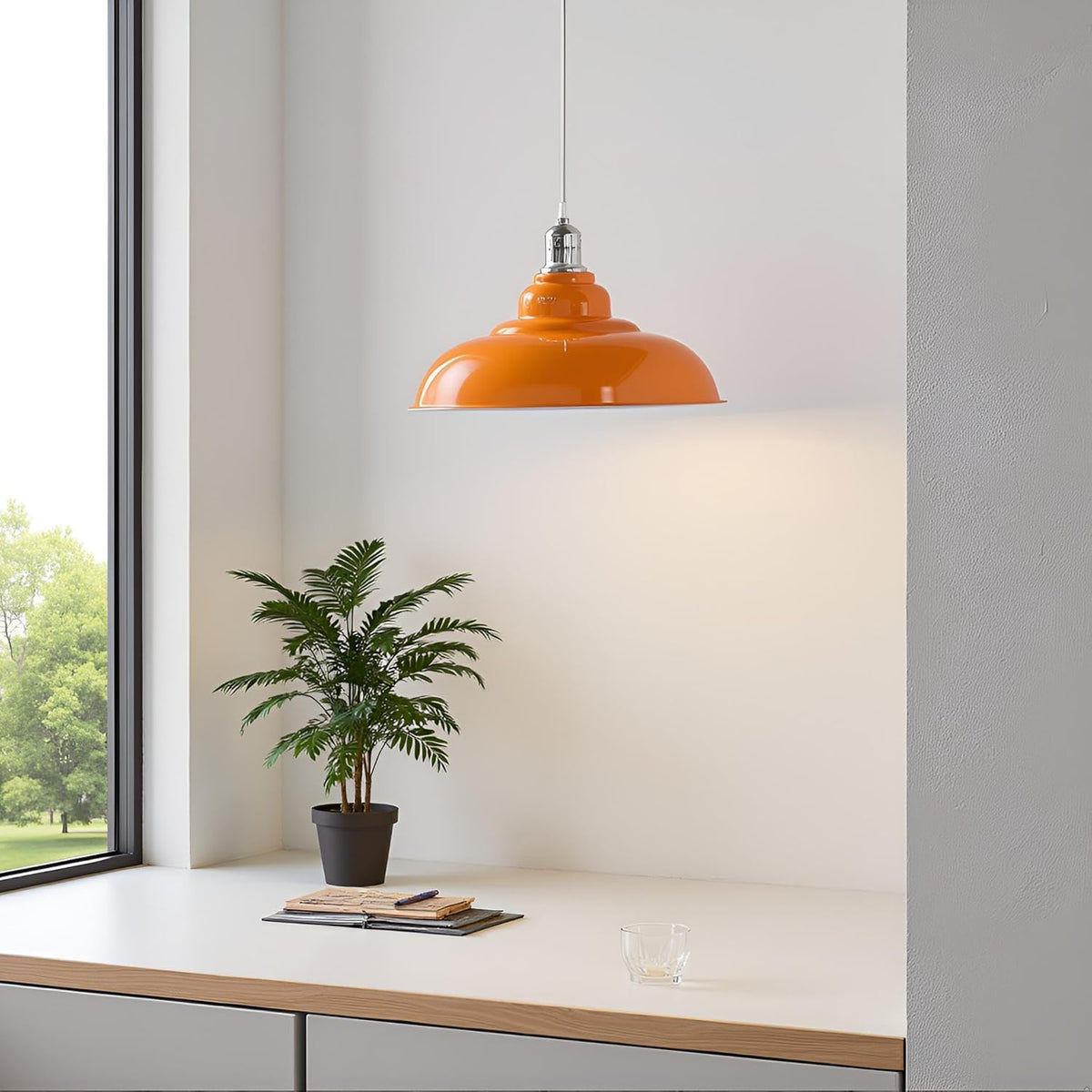 Semi Curvy Pendant Light Retro  E27 32cm Metal Shade~4138