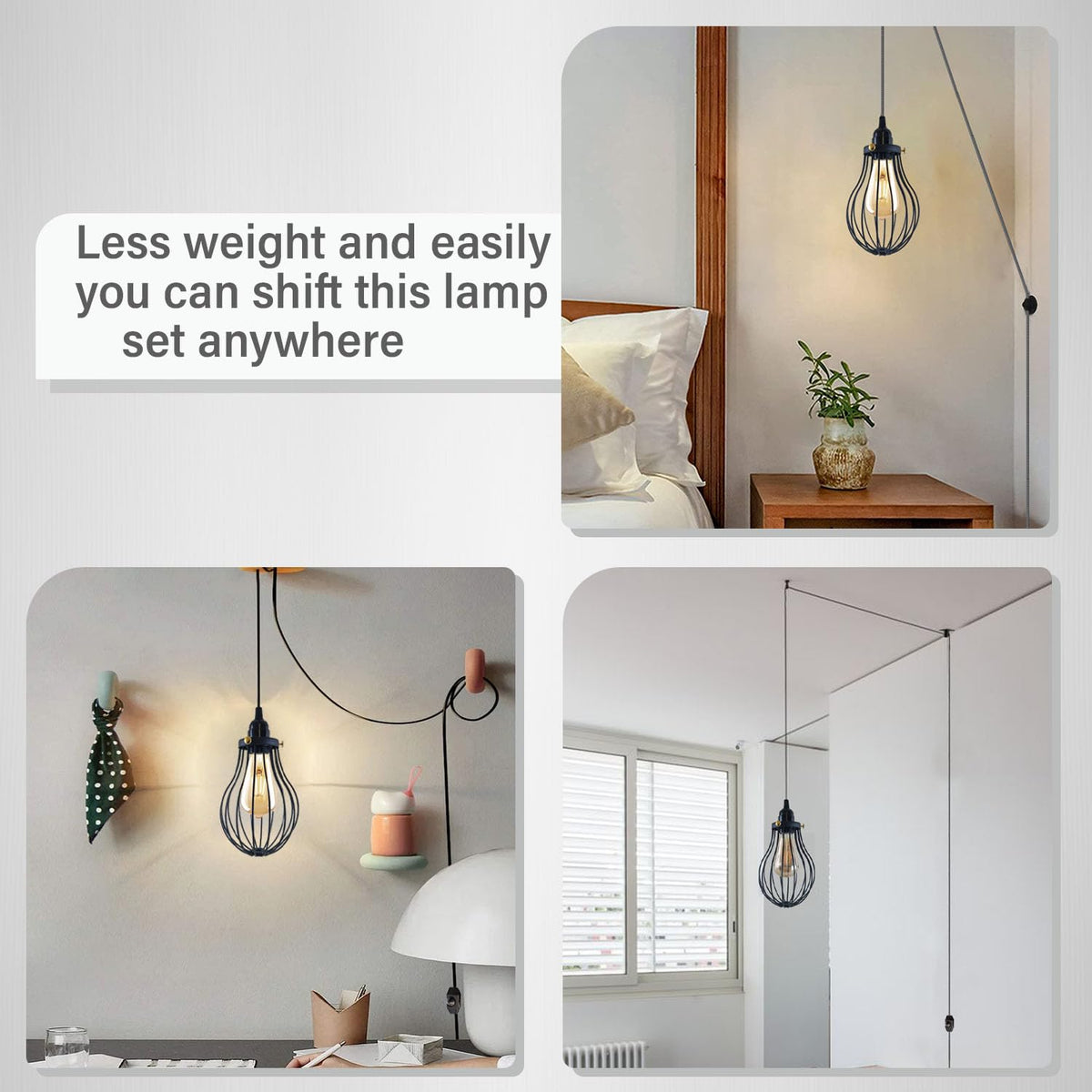 2m Plug in Pendant Light Fabric Cable  E27 Socket~4101