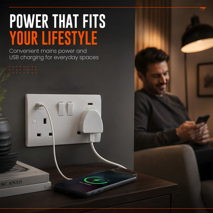 13A Switched Socket White, 1 Gang, 2 Gang & USB~4034