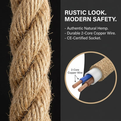 Hemp Rope Light Plug in Pendant Lighting with Bulb~4118