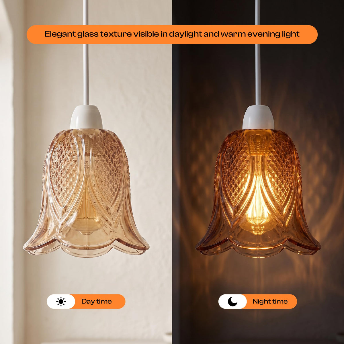 Amber Glass Lamp Shade Pendant Light Replacement~4081