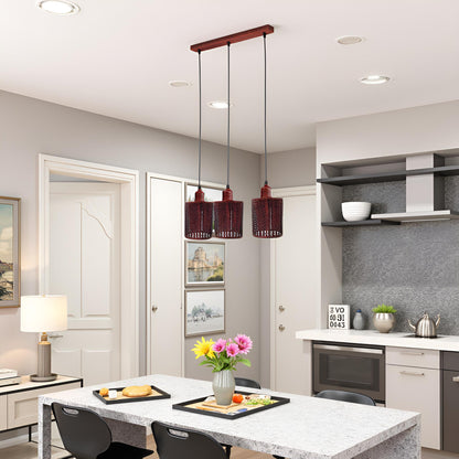 3 Way Pendant Light Triangle Metal Wire Cage~4059