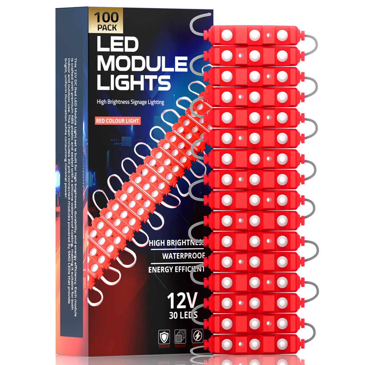 12V IP65 Waterproof LED Module 1.5W 12V Light 200 Pack.