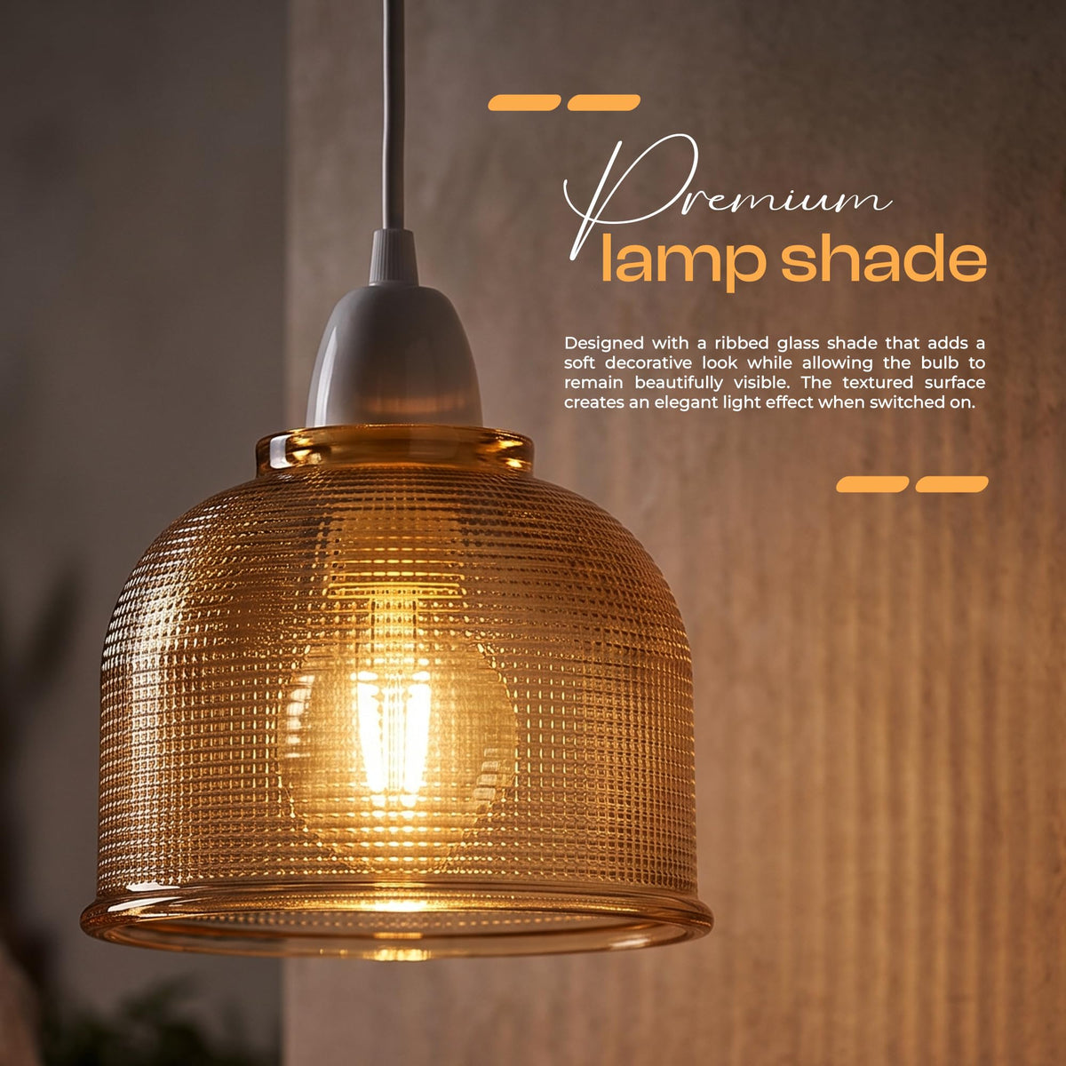Amber Glass Lamp Shade Pendant Light Replacement~4081