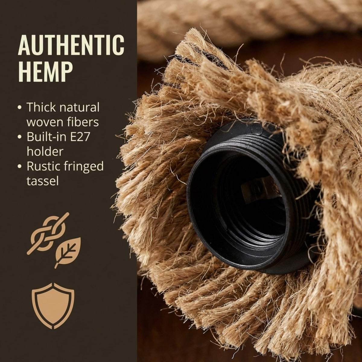 Hemp Ceiling Pendant Light Fitting E27 Lamp~4108