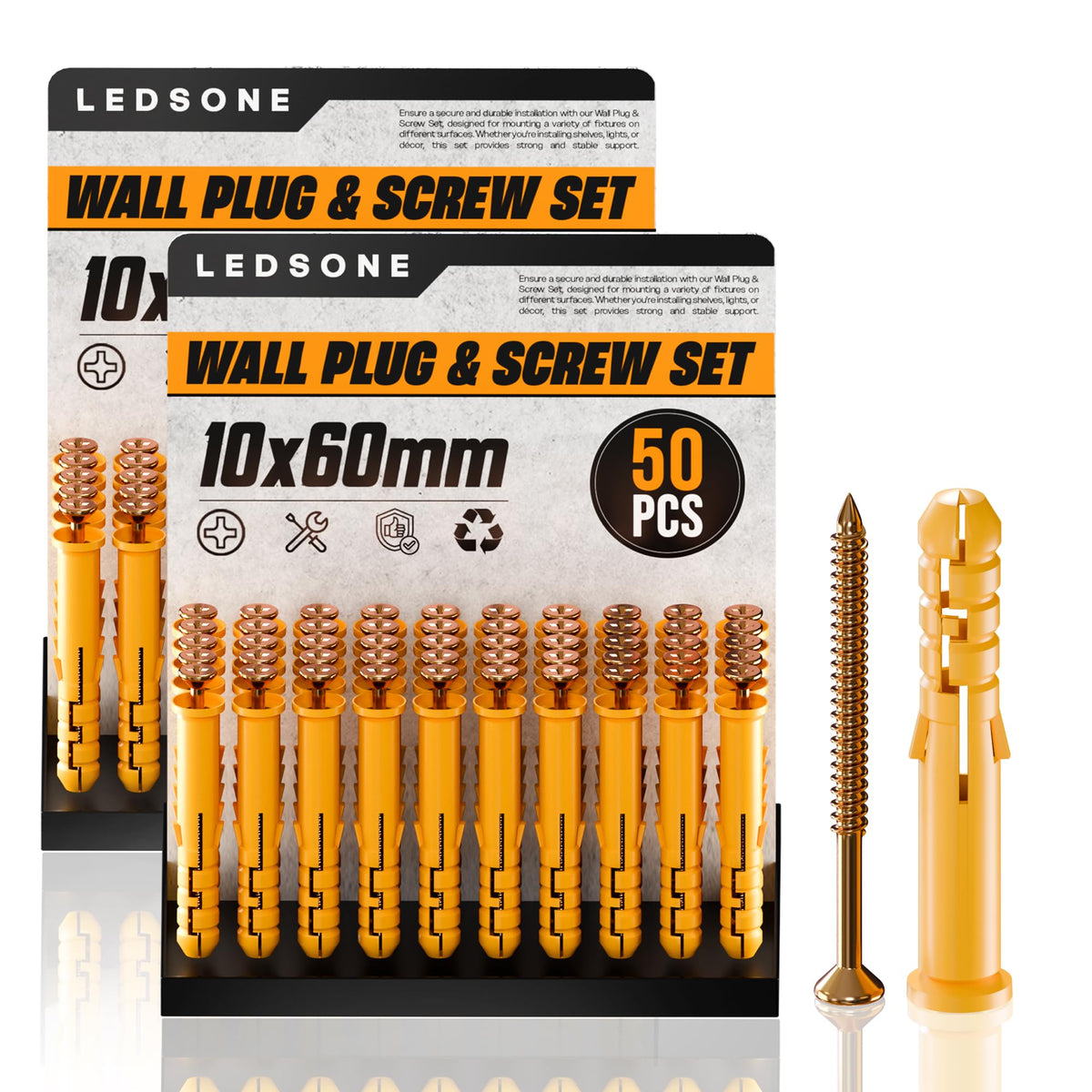 yellow wall plugs and screws s