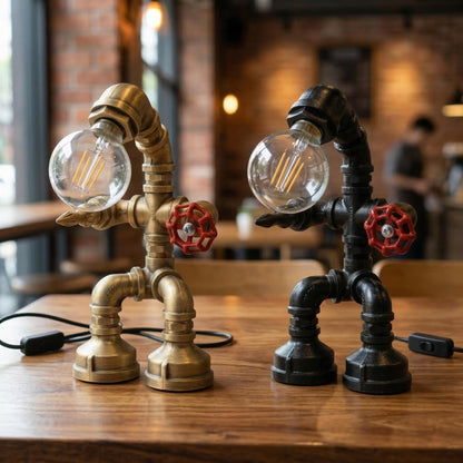water pipe lamp retro table