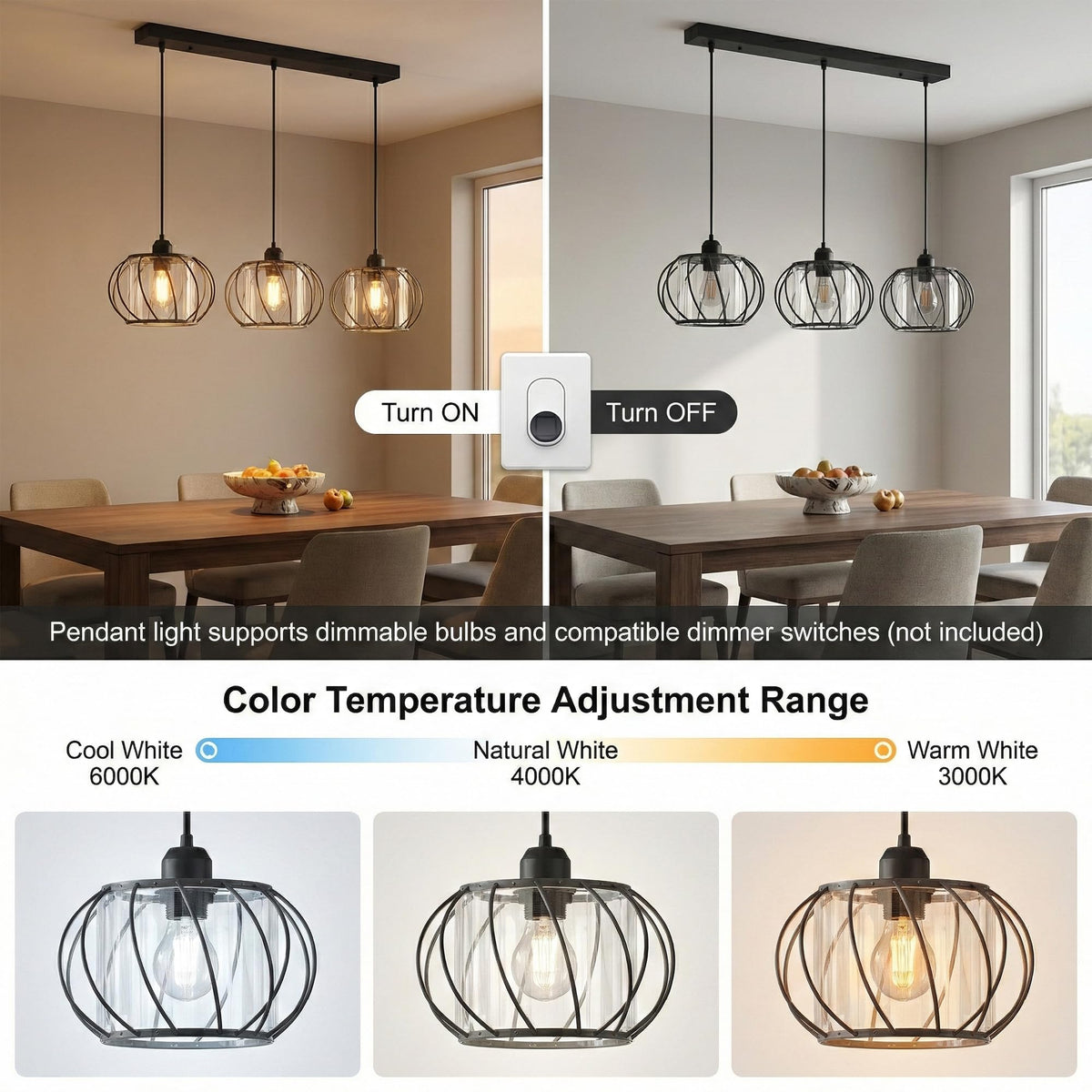 3 head hanging lamp lighting