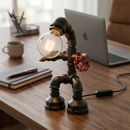 water pipe lamp retro table