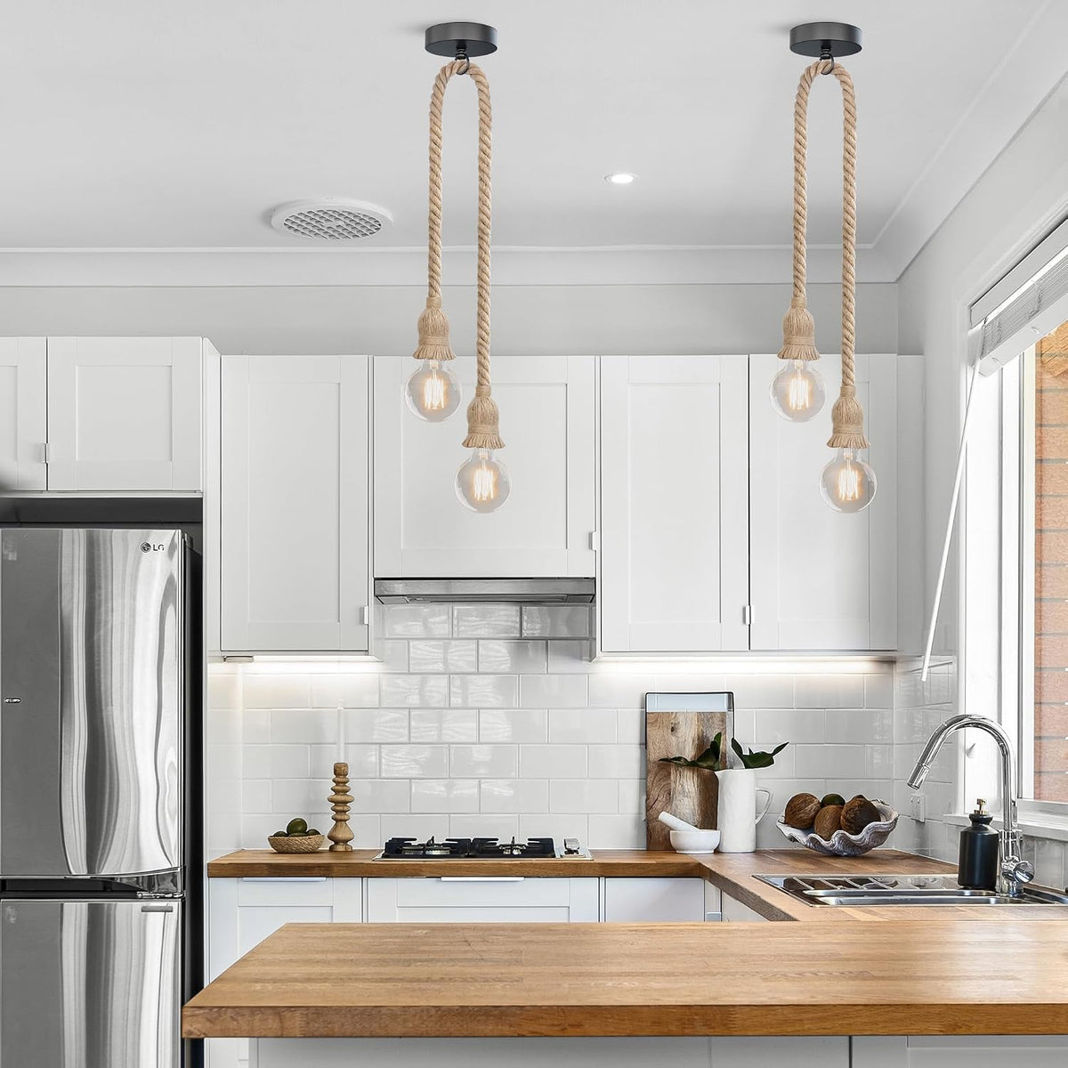 2 Head Rope Spider Light, Gold Rope Ceiling Light~4135