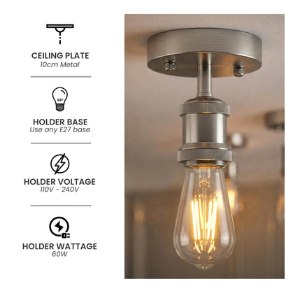 2 Pack Vintage Fully Earth Ceiling Light Flush Mount E27 Lamp~4083