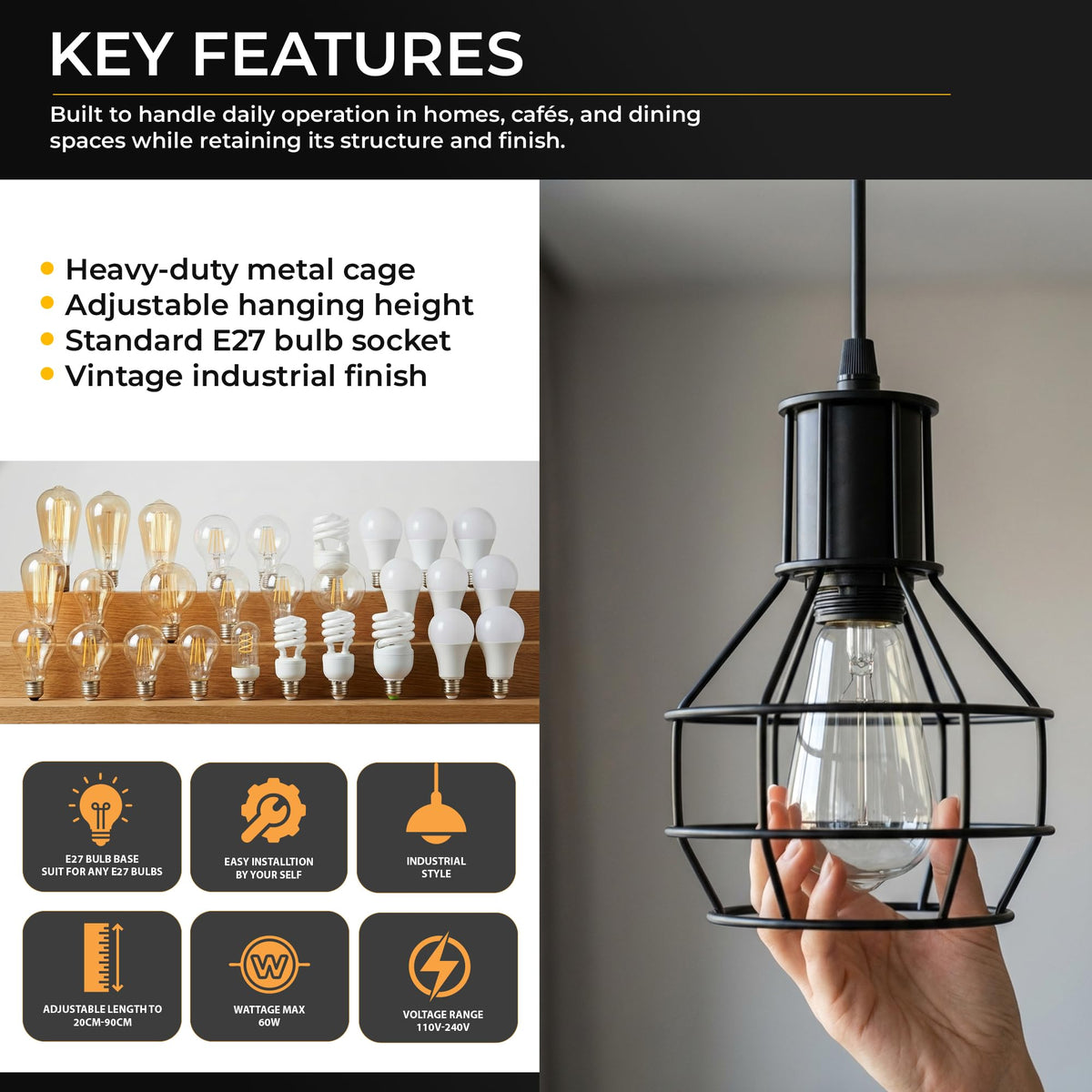 hallway hanging light black