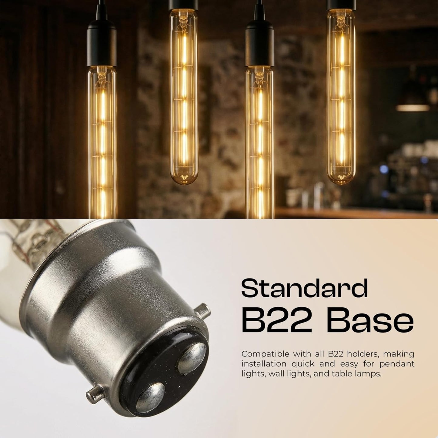 4W T185 B22 LED Non Dimmable Vintage Filament Light Bulb~2992