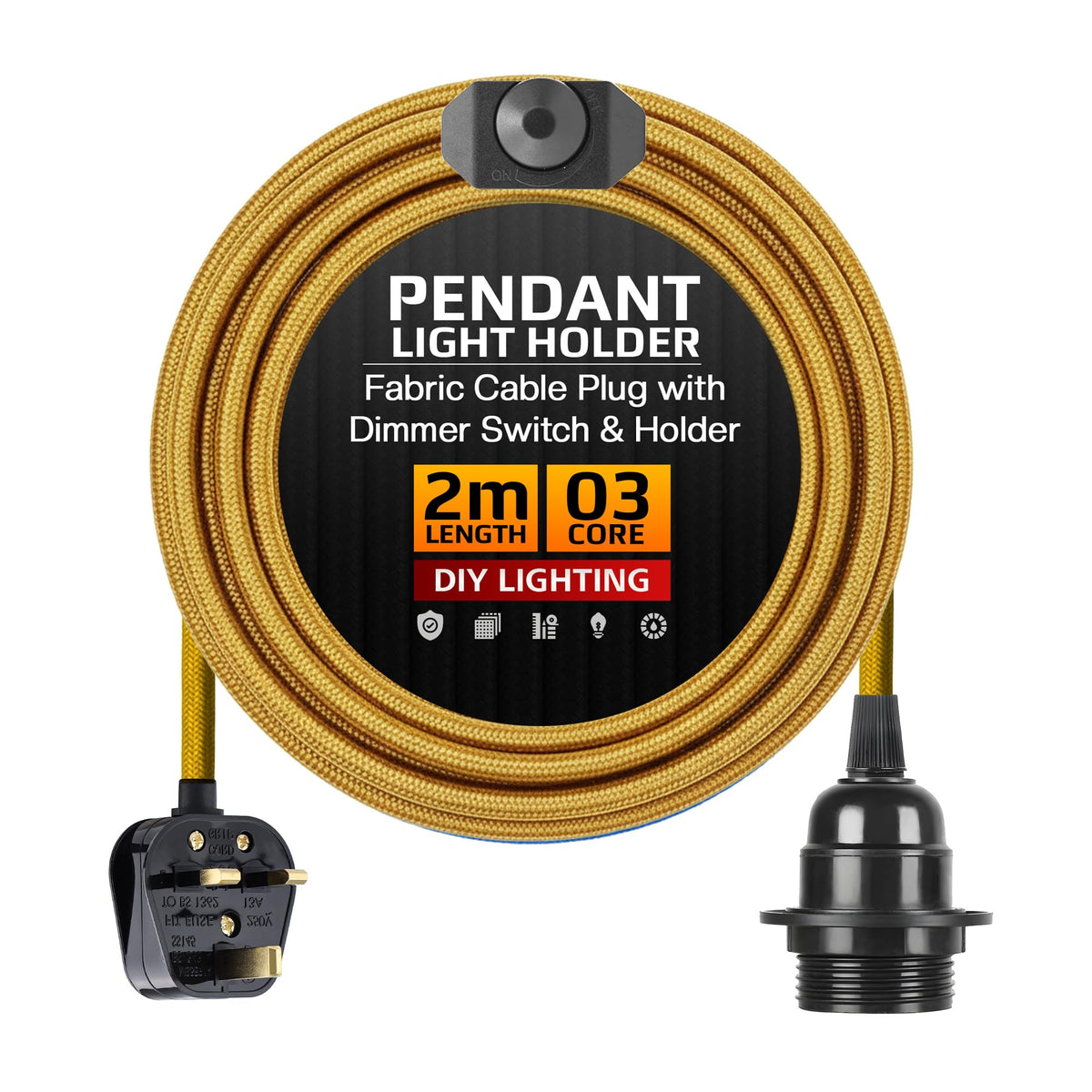 Plug in Pendant Light E27 2m Dimmer Switch Cable~4142