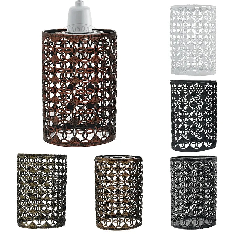 Easy Fit Cylindrical Pendant Light Pattern Metal Drum Lampshade