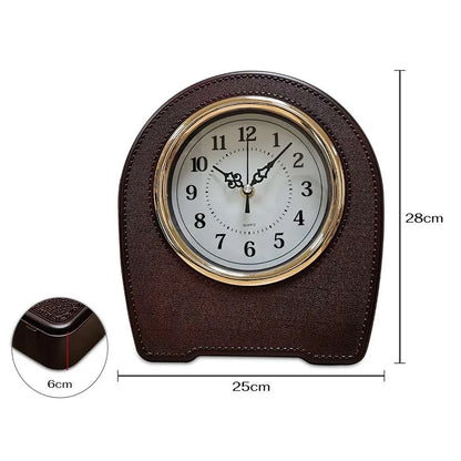 Leather Mantel Battery Operated Silent Table Clock -Size image