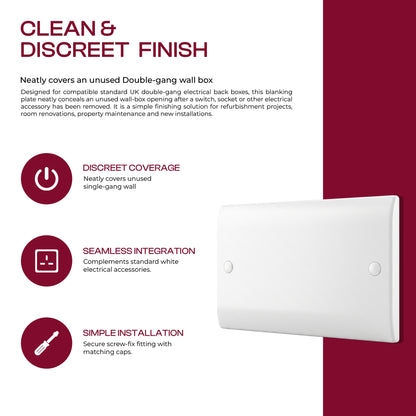 White Blanking Plate 1 Gang and 2 Gang Curved Edge~4036