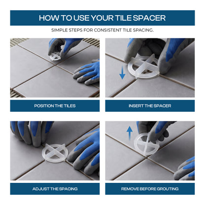 100 Pack Reusable Tile Spacers for Floor & Wall Tiling~4072