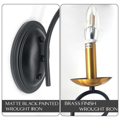 vintage candle holder- lamp shade black sconces lights for walls - Detail image
