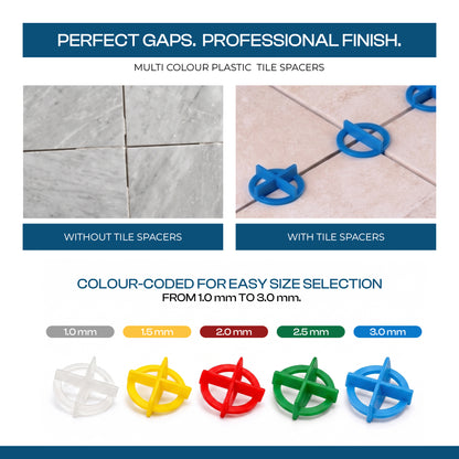 100 Pack Reusable Tile Spacers for Floor & Wall Tiling~4072