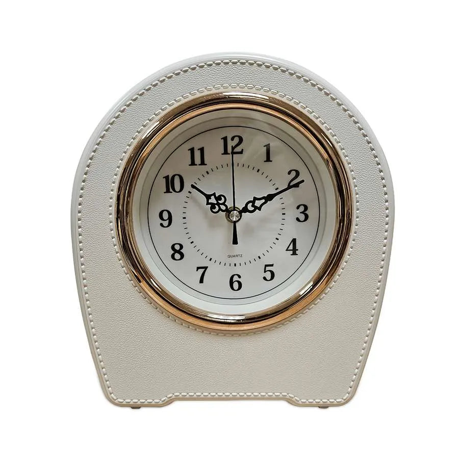Leather Mantel Battery Operated Silent Table Clock -Main image